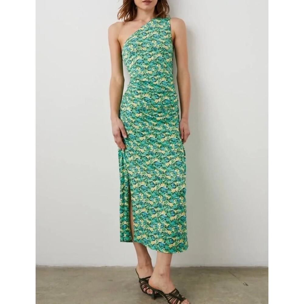 Rails McKayla One Shoulder Ruched Maxi Dress Watercolor Ivy SZ Med